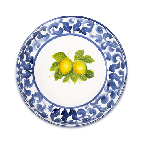 Blue Damask Lemon soup plate - edelweiss